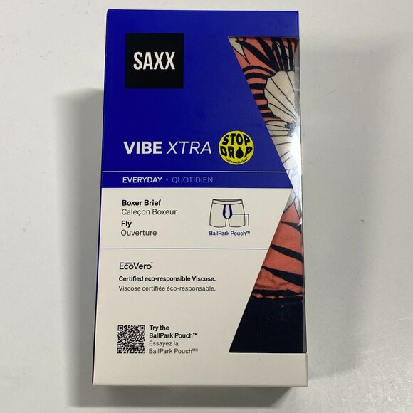 NWT - Saxx Vibe Xtra Boxer Brief - Hibiscus Jungle Coral print - Size Medium - Picture 2 of 5